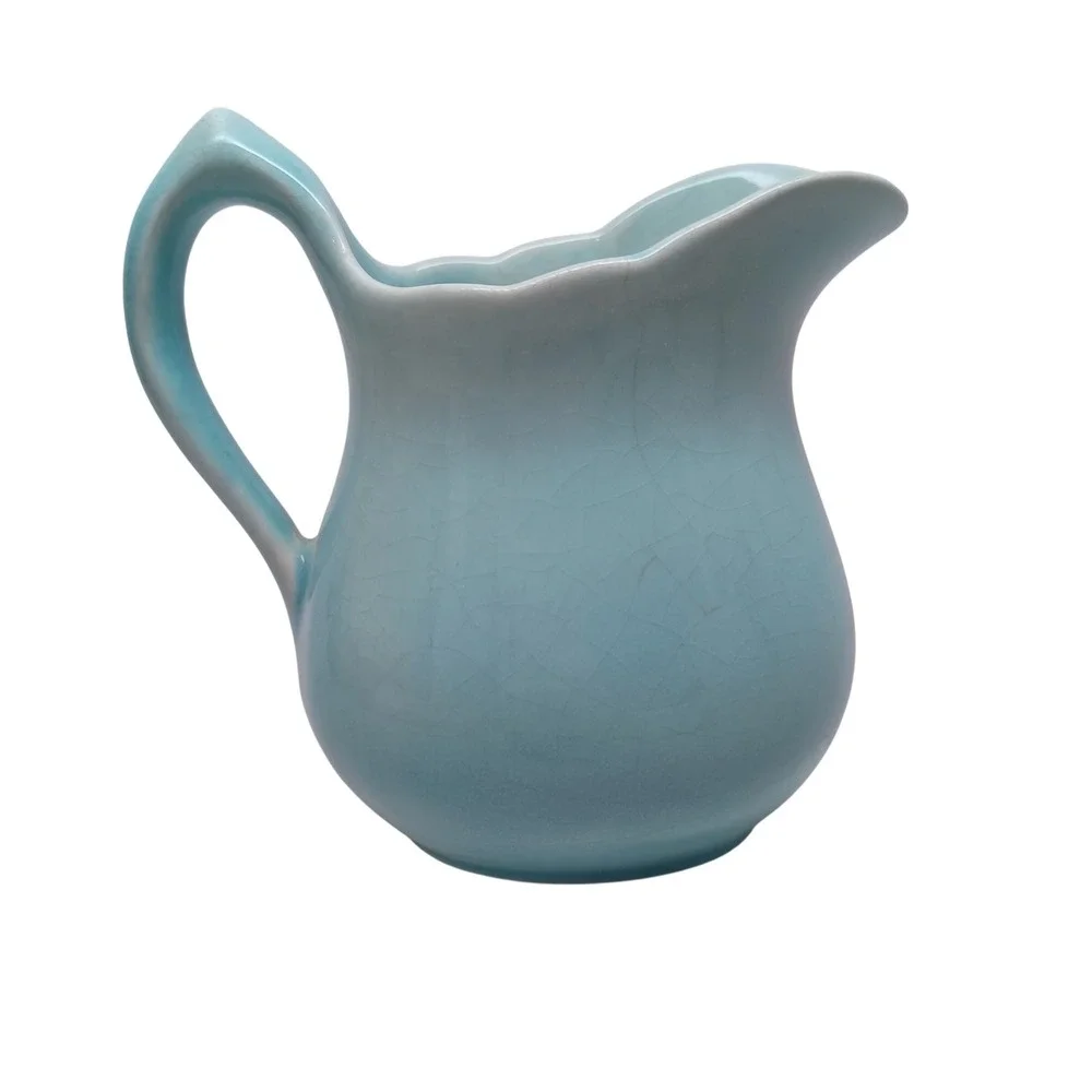 Willowbrook California 60 Vintage Turquoise Blue Crackle Glaze Ceramic‎ Creamer